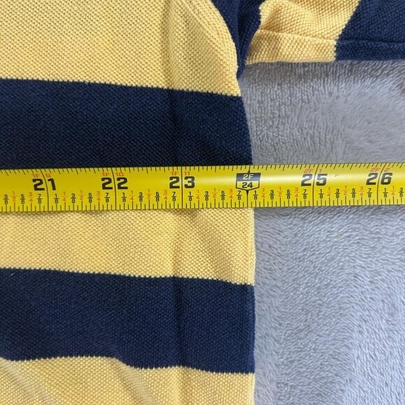 Brooks Brothers Polo Shirt Size XL Yellow Striped Blue 100% Cotton - Picture 8 of 9